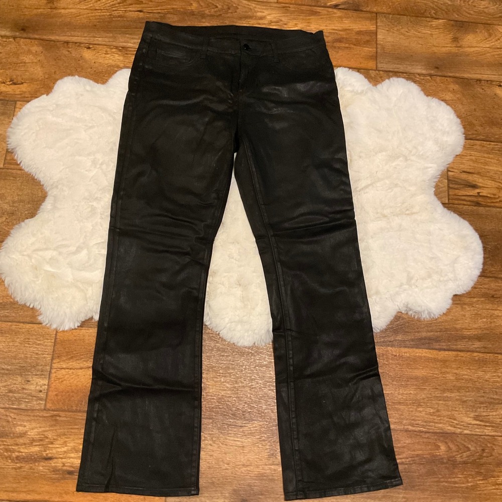 Joes Jeans Size 32 The Provocateur Faux Leather Black Petite Bootcut Womens